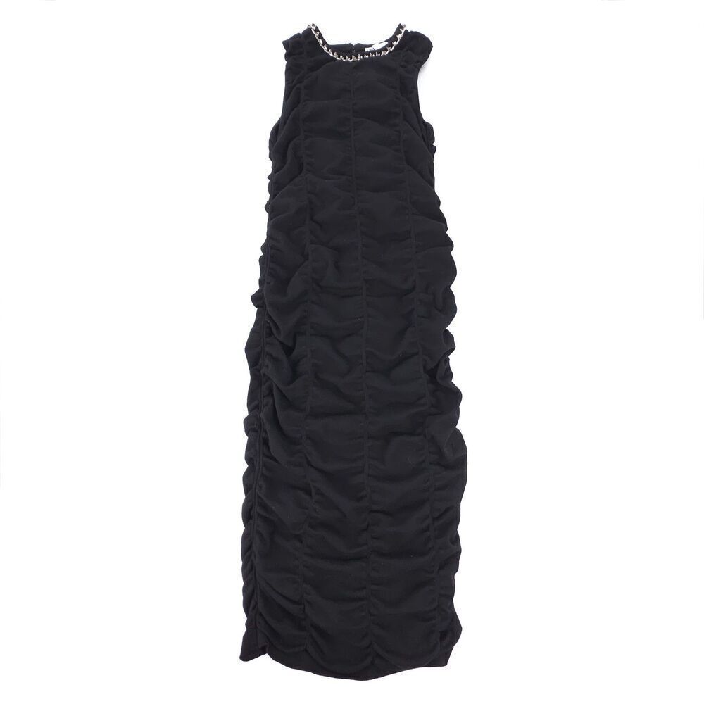 NEW Zara 90s Silver Chain Necklace Knit Ruched Midi Dress Y2k Clean Girl Minimal